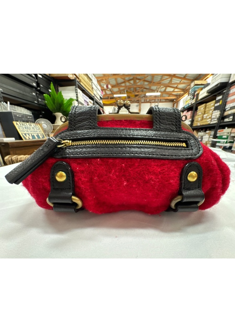 Burberry Blue Label RARE Vintage Red Faux Fur crossbody EUC - Picture 3 of 12